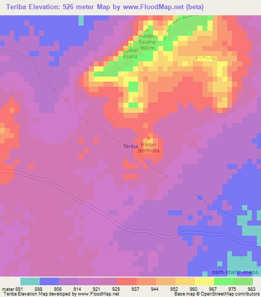 Teriba,Chad Elevation Map