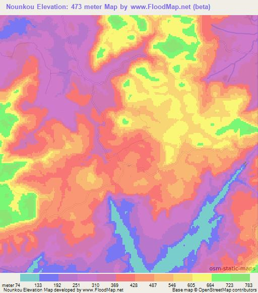 Nounkou,Guinea Elevation Map