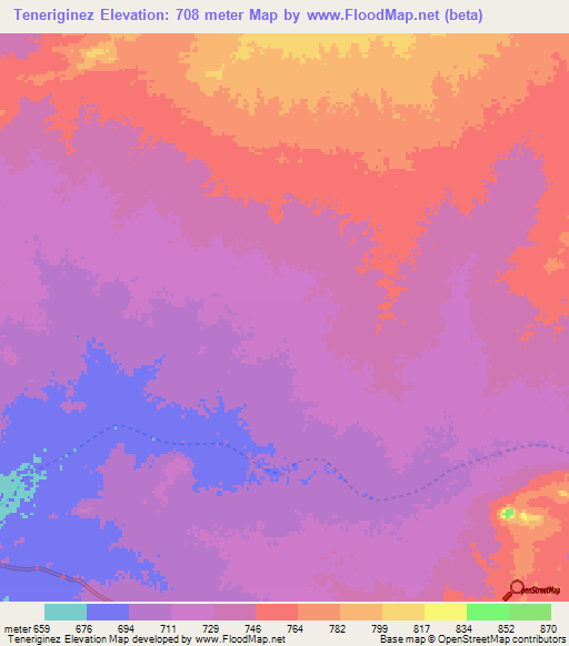 Teneriginez,Chad Elevation Map