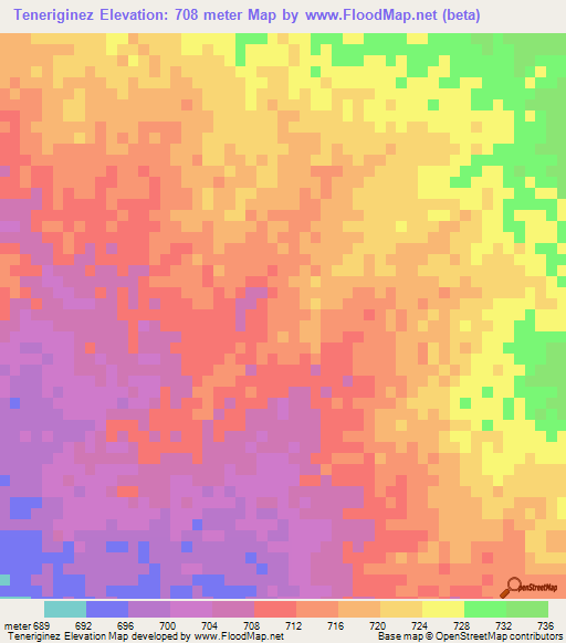 Teneriginez,Chad Elevation Map