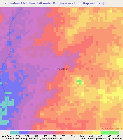 Tchakatour,Chad Elevation Map