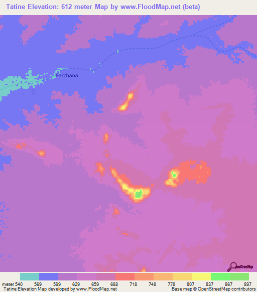 Tatine,Chad Elevation Map