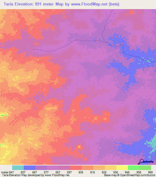 Taria,Chad Elevation Map