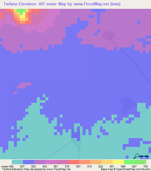 Tarfana,Chad Elevation Map