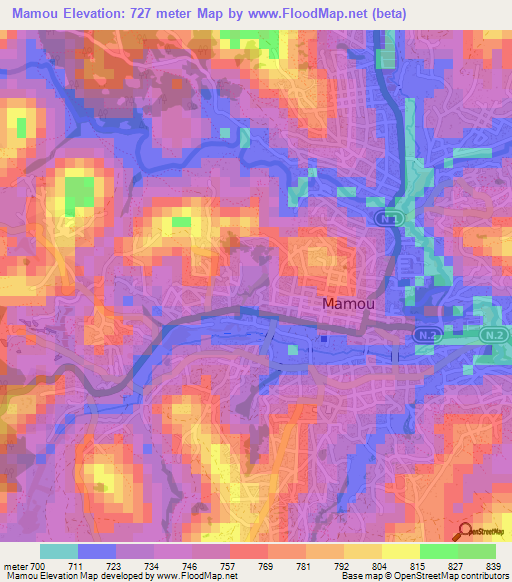 Mamou,Guinea Elevation Map