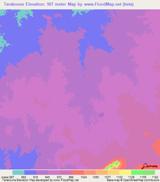 Tarakoune,Chad Elevation Map