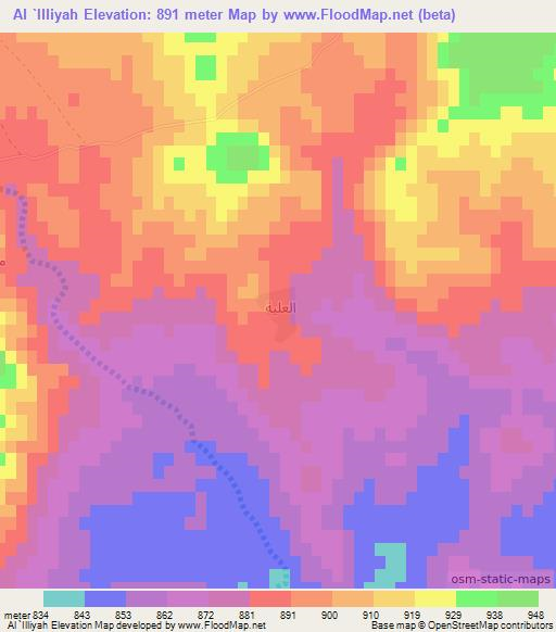 Al `Illiyah,Syria Elevation Map