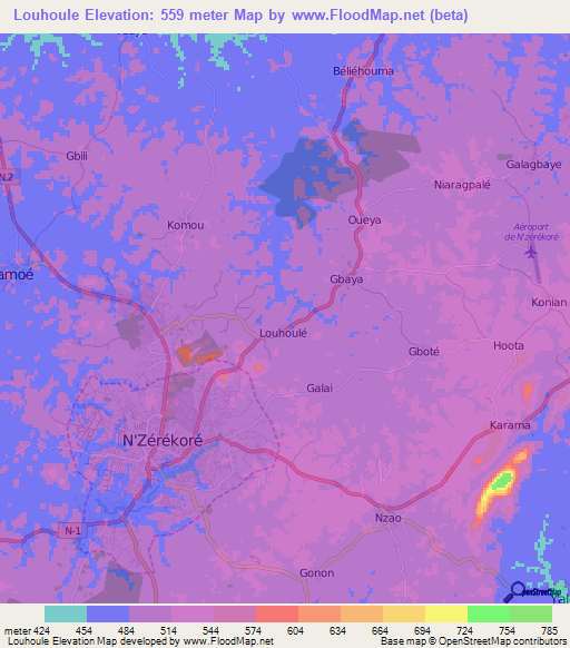 Louhoule,Guinea Elevation Map