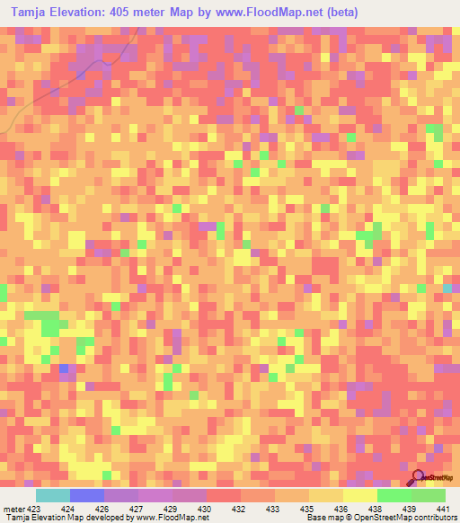 Tamja,Chad Elevation Map