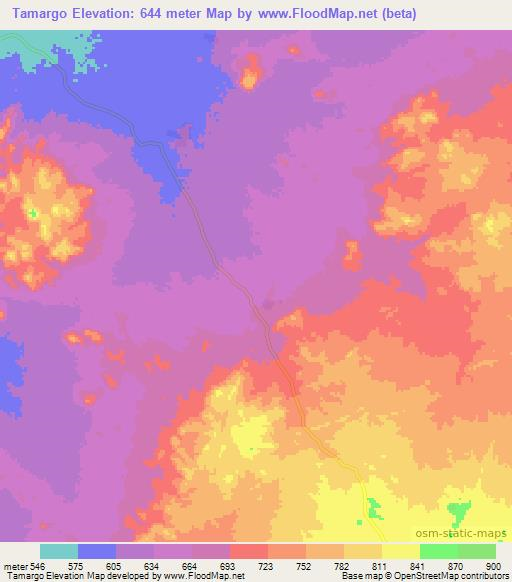 Tamargo,Chad Elevation Map