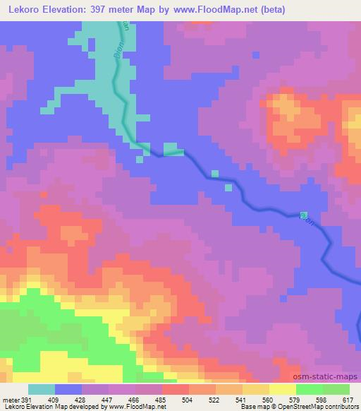 Lekoro,Guinea Elevation Map