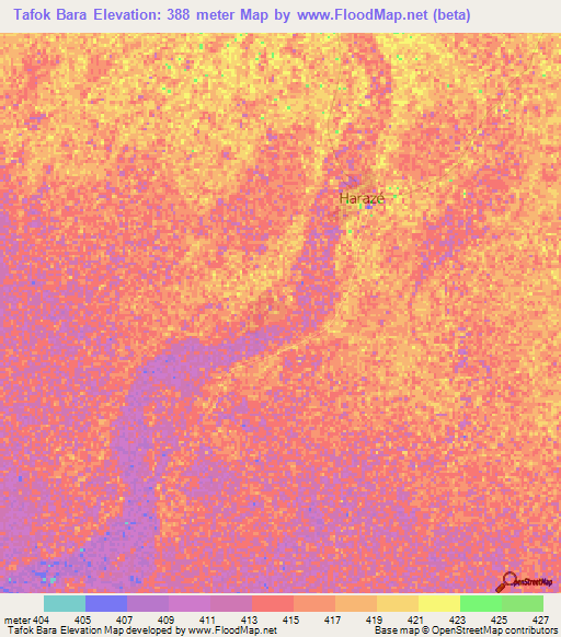 Tafok Bara,Chad Elevation Map