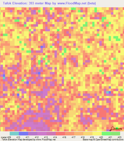 Tafok,Chad Elevation Map