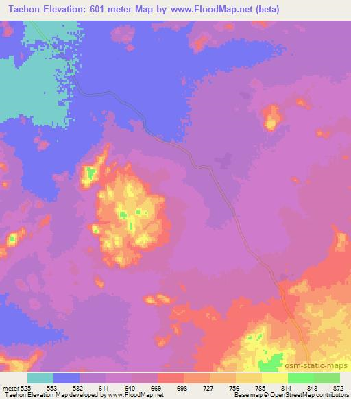 Taehon,Chad Elevation Map