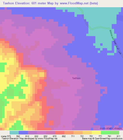 Taehon,Chad Elevation Map