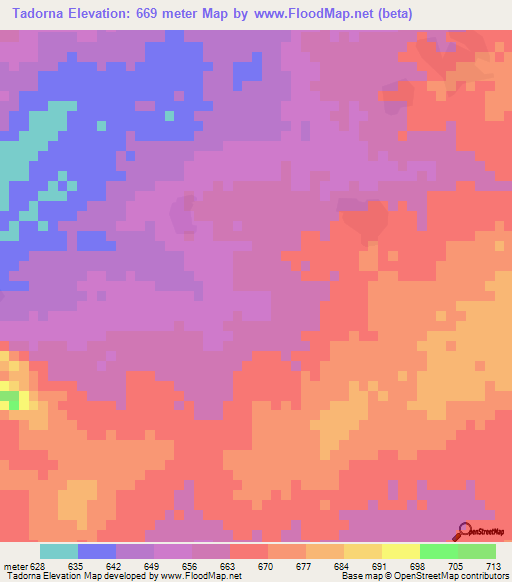Tadorna,Chad Elevation Map