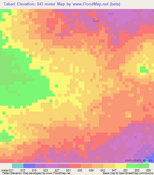 Tabari,Chad Elevation Map