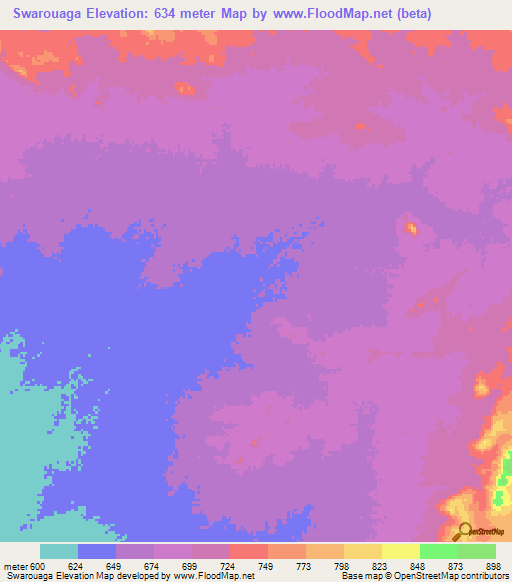 Swarouaga,Chad Elevation Map