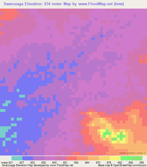 Swarouaga,Chad Elevation Map