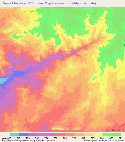 Soyo,Chad Elevation Map
