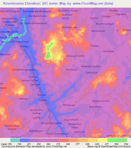 Koumbouma,Guinea Elevation Map