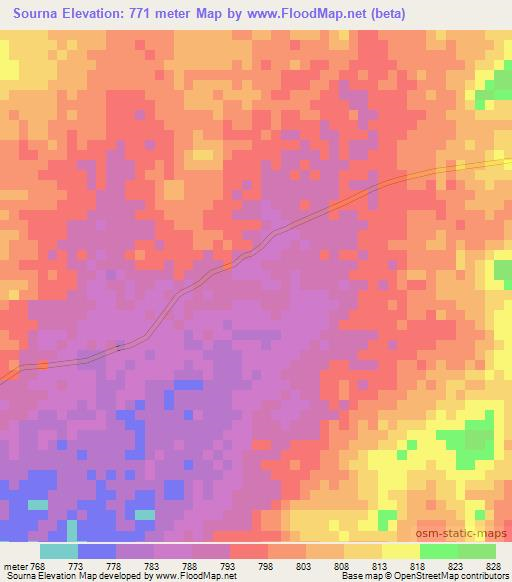 Sourna,Chad Elevation Map