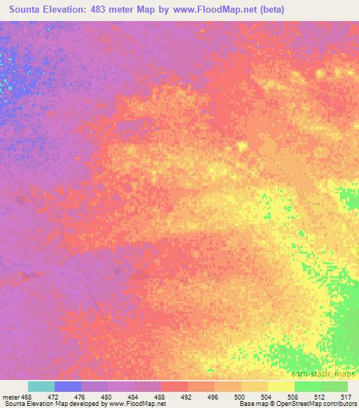 Sounta,Chad Elevation Map