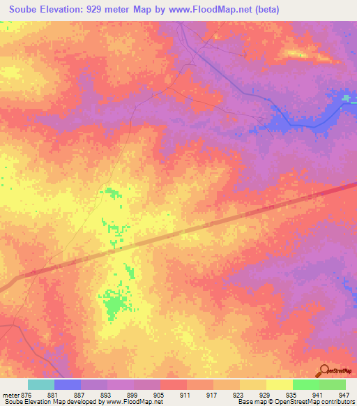 Soube,Chad Elevation Map