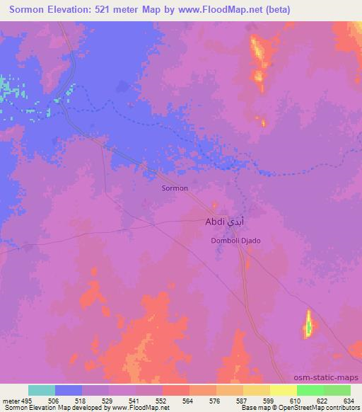 Sormon,Chad Elevation Map