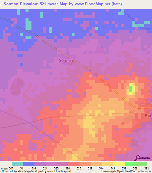 Sormon,Chad Elevation Map