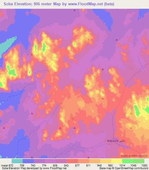 Soba,Chad Elevation Map
