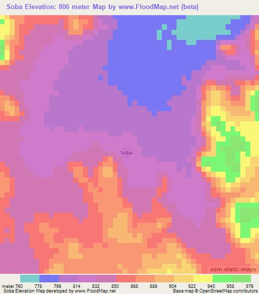 Soba,Chad Elevation Map