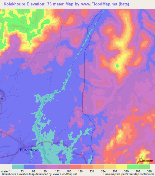 Kolakhoure,Guinea Elevation Map