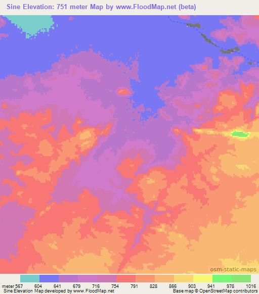 Sine,Chad Elevation Map