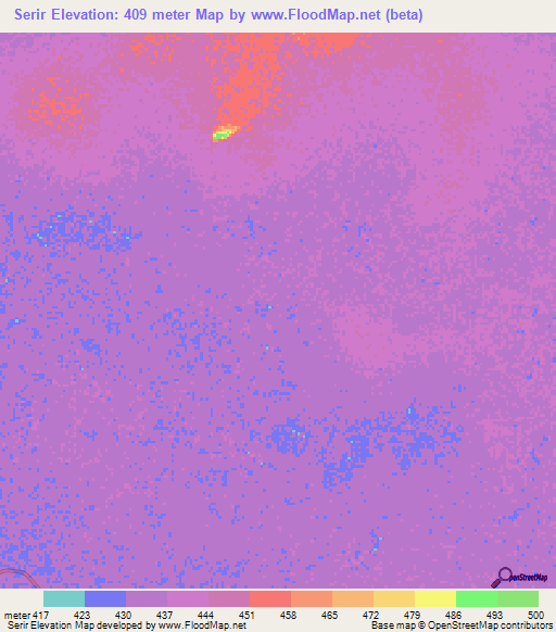 Serir,Chad Elevation Map