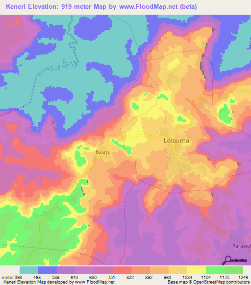 Keneri,Guinea Elevation Map