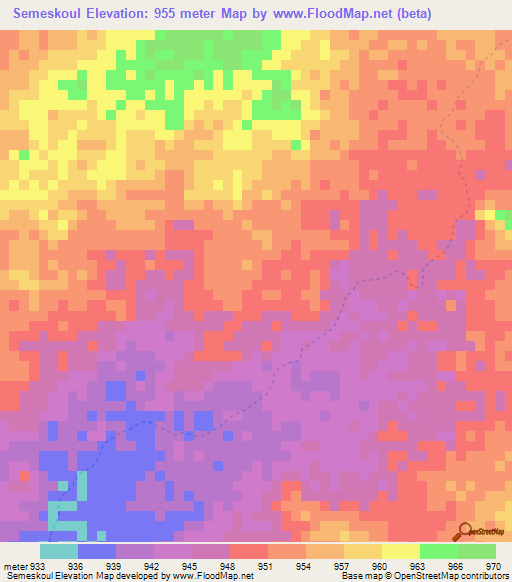 Semeskoul,Chad Elevation Map