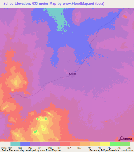 Selibe,Chad Elevation Map