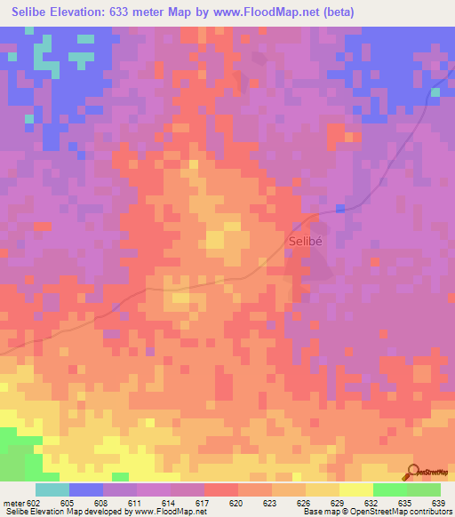 Selibe,Chad Elevation Map