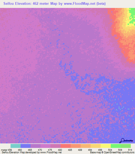 Seifou,Chad Elevation Map