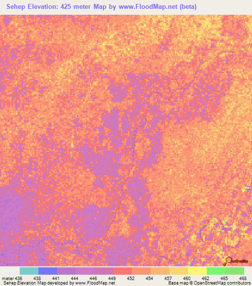 Sehep,Chad Elevation Map
