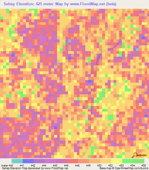 Sehep,Chad Elevation Map