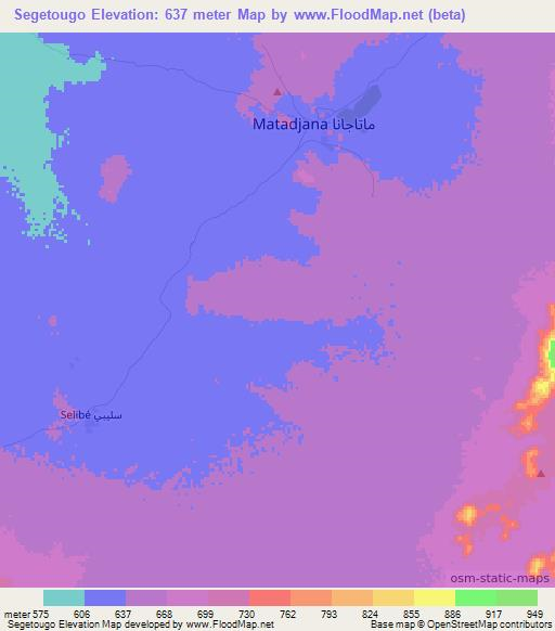 Segetougo,Chad Elevation Map