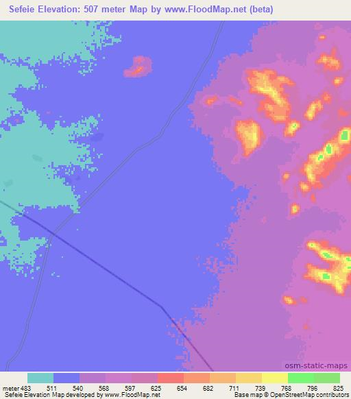 Sefeie,Chad Elevation Map