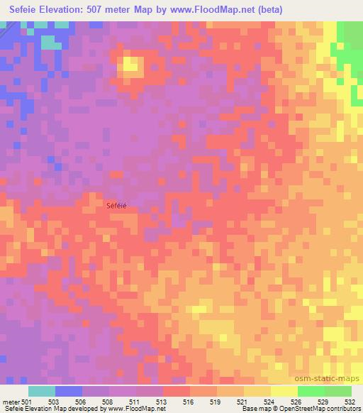 Sefeie,Chad Elevation Map