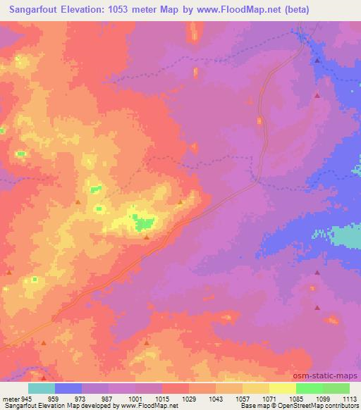 Sangarfout,Chad Elevation Map