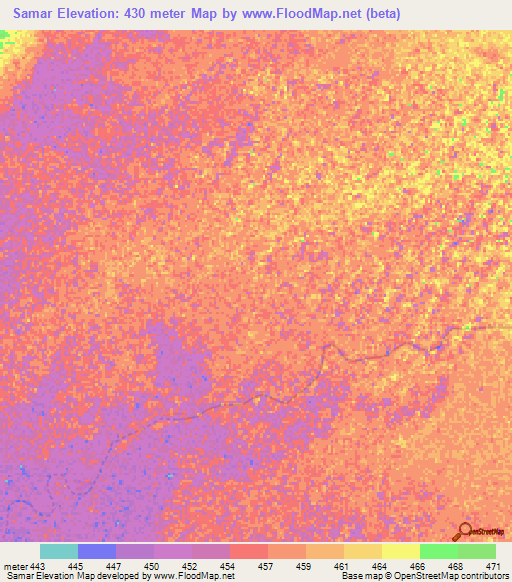 Samar,Chad Elevation Map