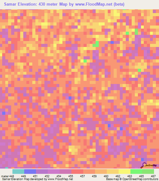 Samar,Chad Elevation Map