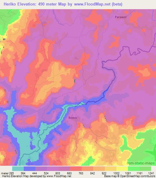 Heriko,Guinea Elevation Map