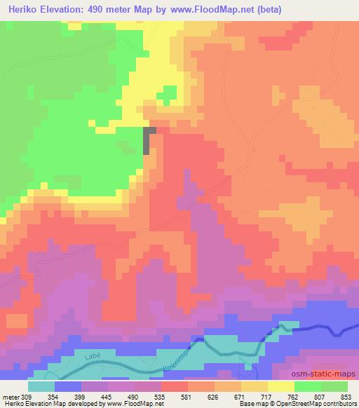 Heriko,Guinea Elevation Map